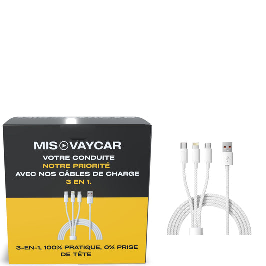 Câble 3 en 1 pour chargement en voiture