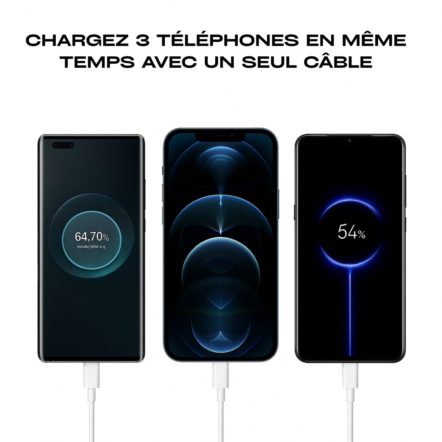 Câble iPhone, Type-C et Micro USB pour voiture