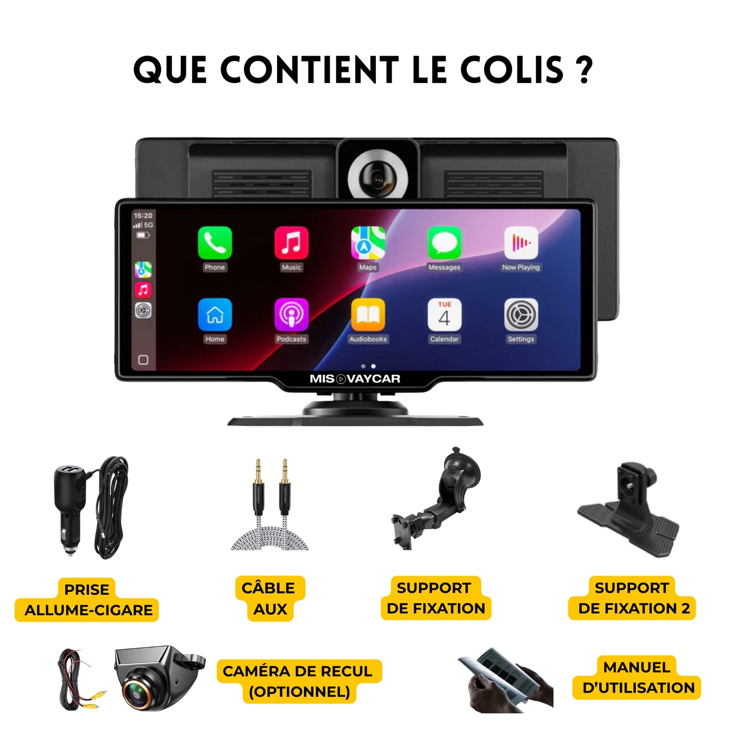 Écran voiture Bluetooth avec installation facile

